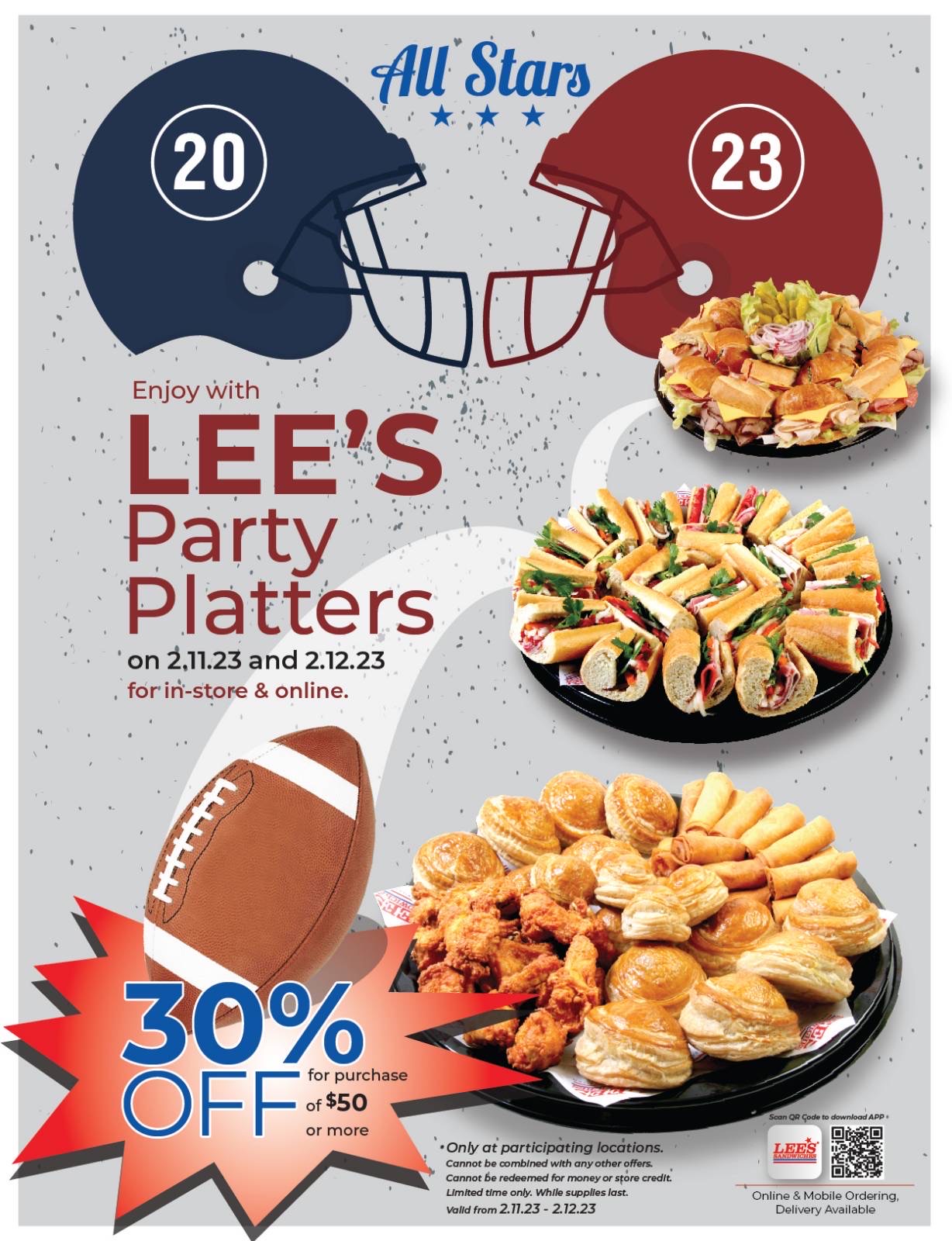 Enjoy SuperBowl with our 30% OFF Party Platters from 2/11-2/12/2023