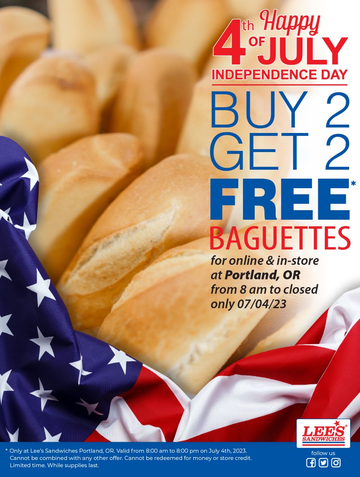 Happy July 4th! Let's celebrate with our both in-store & online special deals. Only 7/4/2023 at participating locations