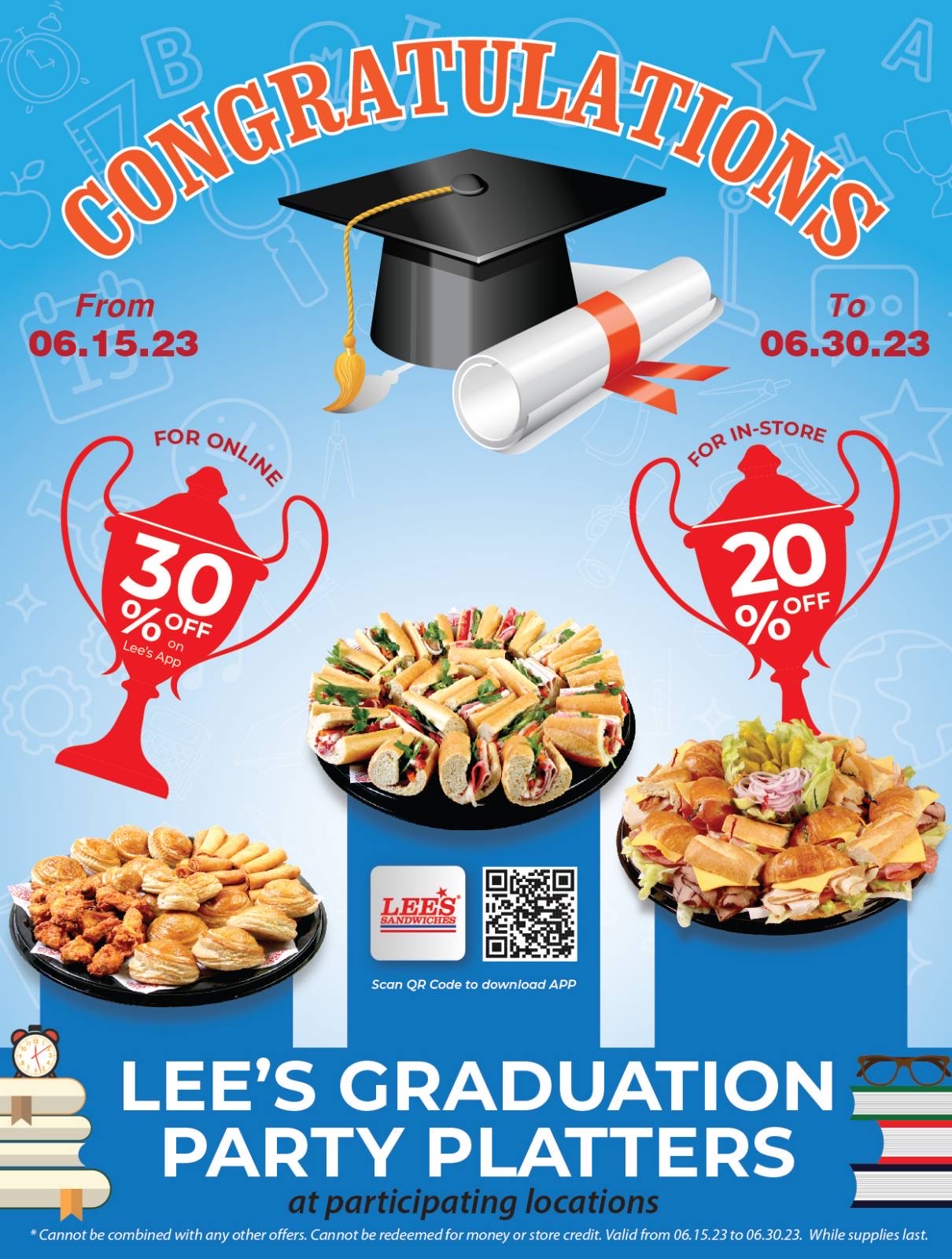 Congratulations! Have a great graduation with our special deals from 06/15/23 to 06/30/23