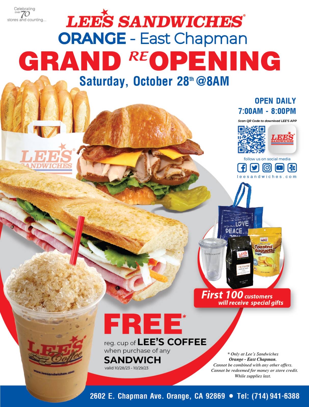Orange East Chapman – Grand Re-Opening on 10/28/2023 – 100 special gifts & promotion! Only at Orange East Chapman location.