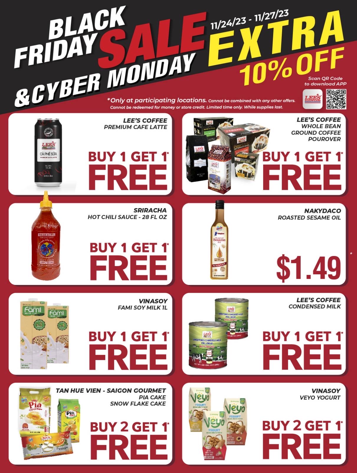 Black Friday & Cyber Monday Mega Sale!!! Only from 11/24/23 to 11/27/23 at participating locations