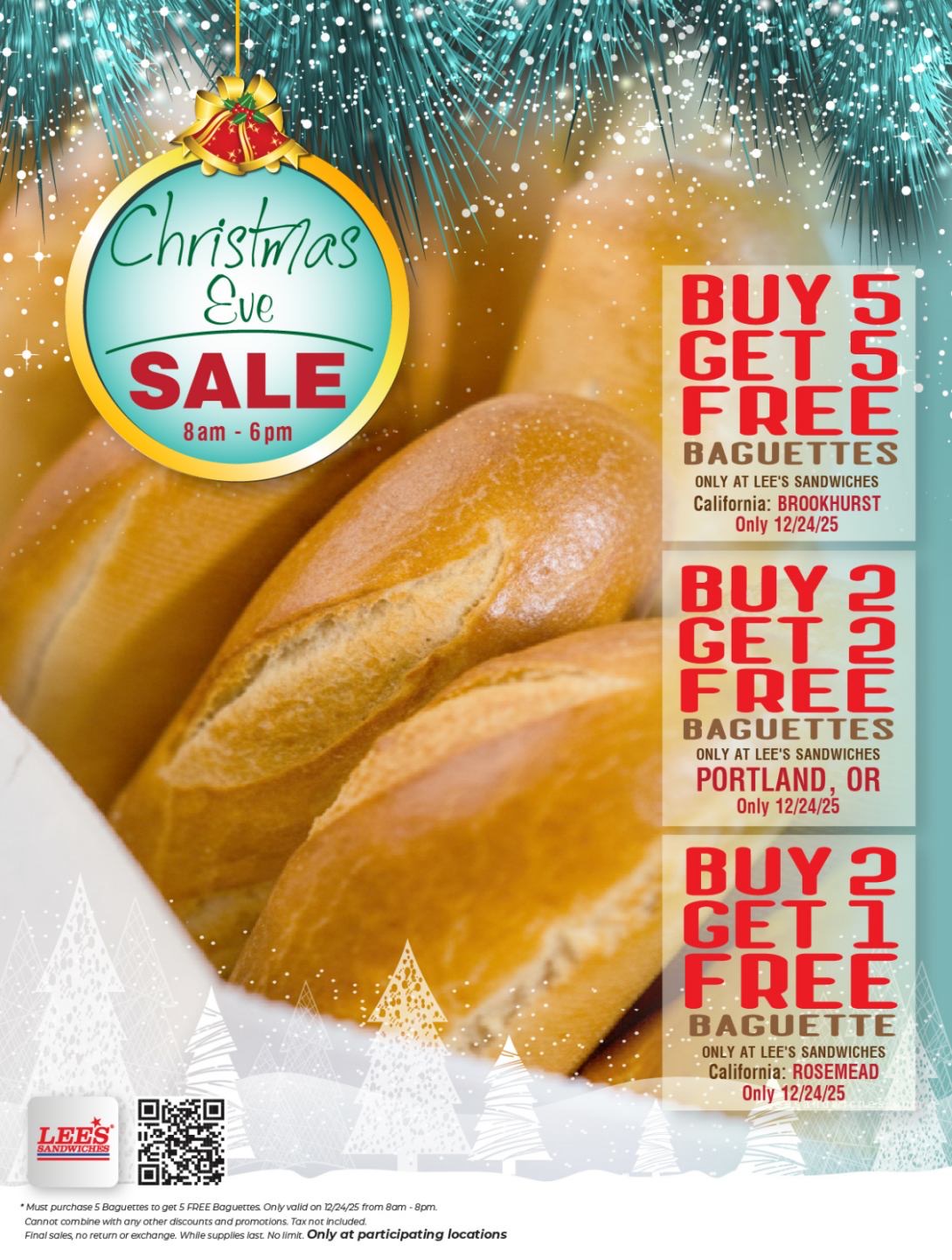 Unwrap joy this Christmas 🎄 with our Special Baguette Deal, only on 12/24/25 at participating locations