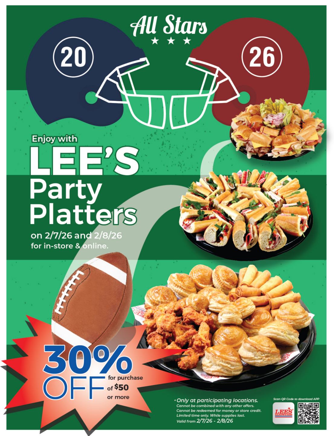 Enjoy your Super Bowl with our Super Deal 30% OFF party platters!