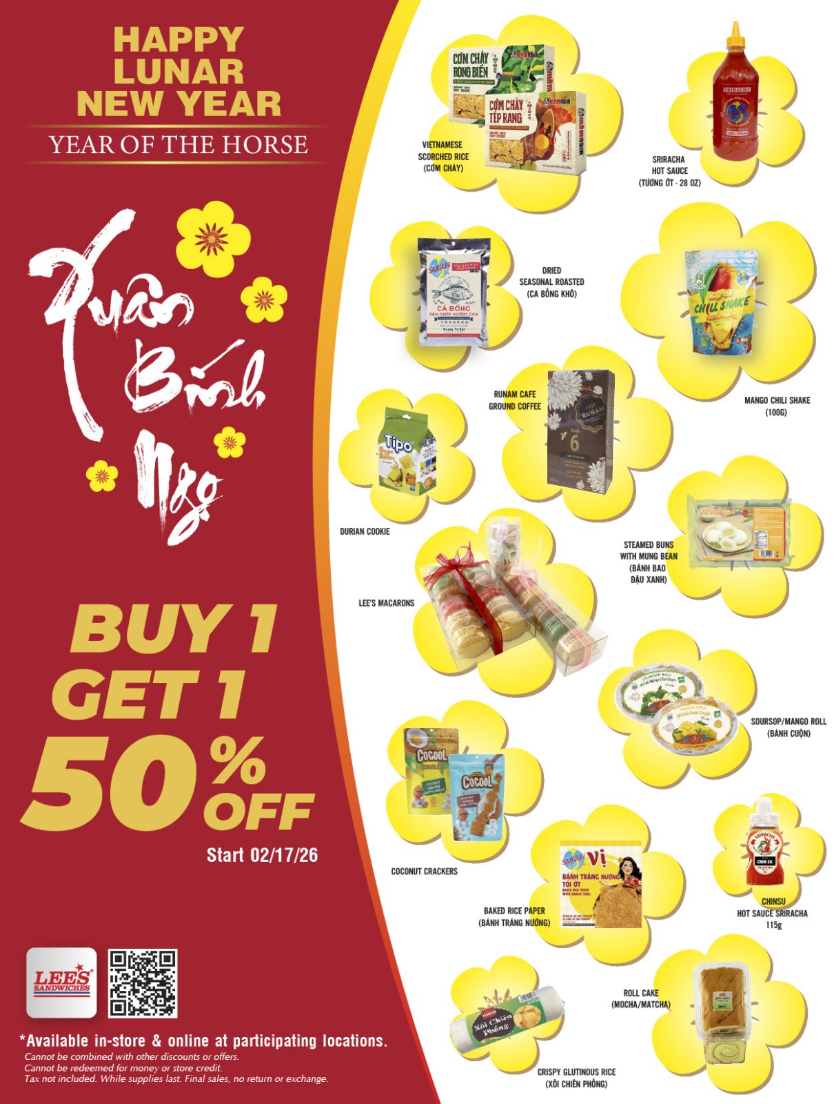 Enjoy Tet with our special deals Buy One Get One 50% OFF selected items from 2/17/2026